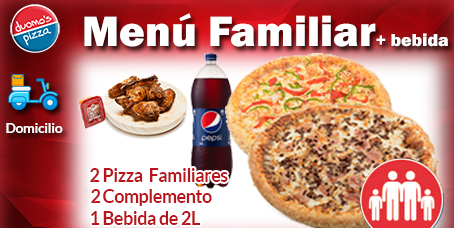 oferta menú familiar pizza