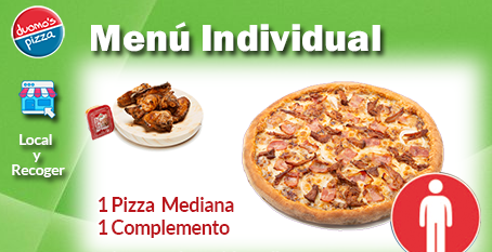 oferta menú individual pizza más complemento